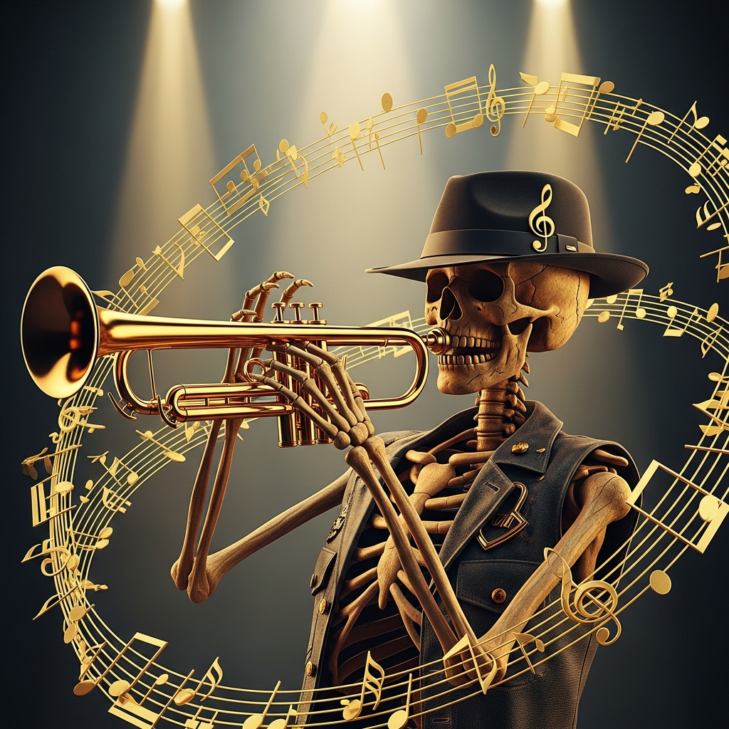 Golden Skeleton Trumpeter T-Shirt