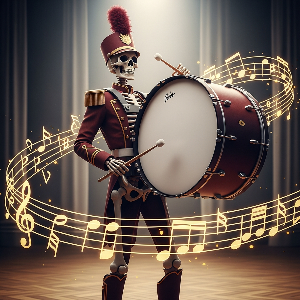 Skeleton Marching Band Drummer T-Shirt