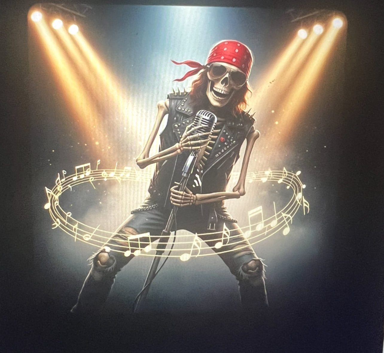 Skeleton Rock Vocalist Red Bandana T-Shirt