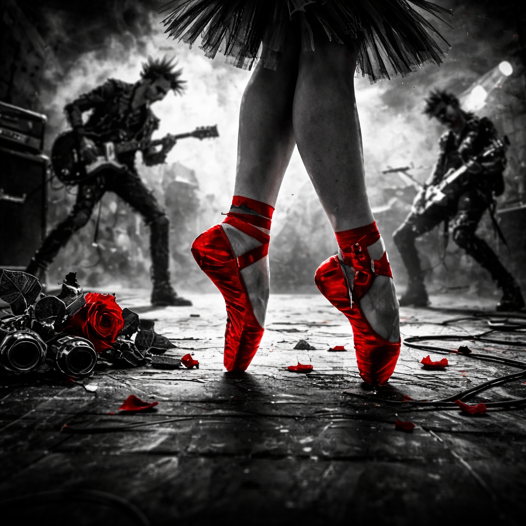 Punk Ballet - Red Pointe Shoes