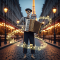 Skeleton Accordion Player Paris Street T-Shirt