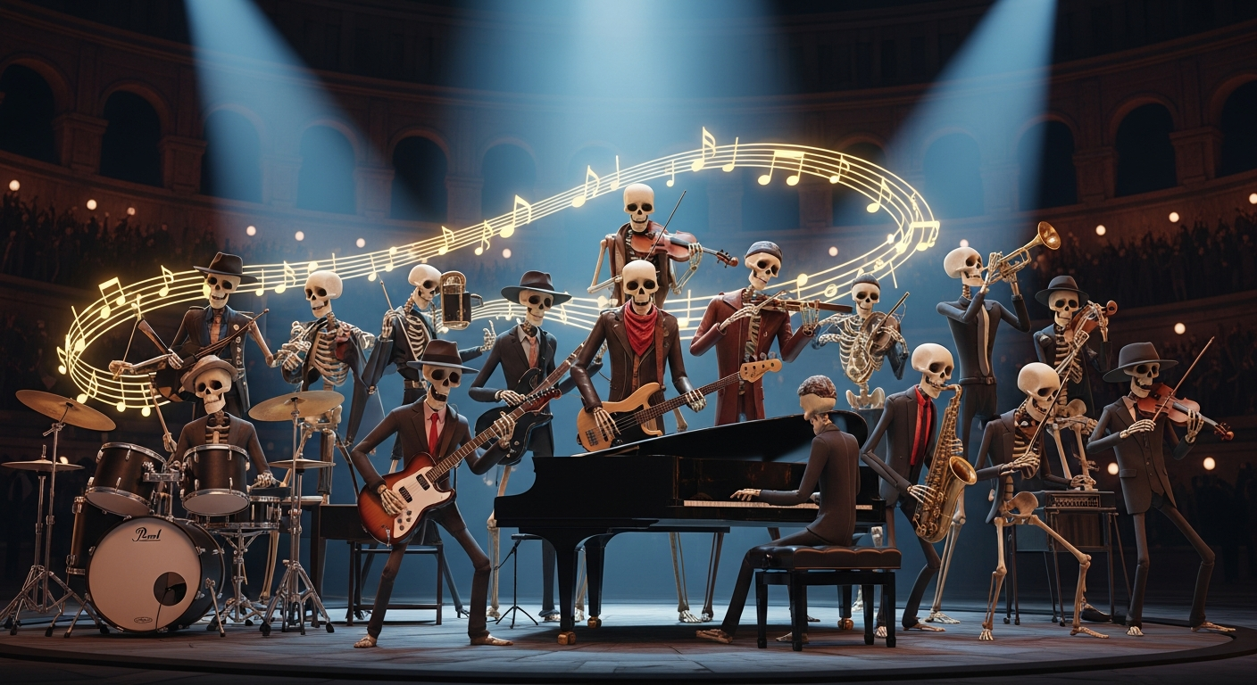 Encore Skeleton Orchestra Full Band Stadium Concert T-Shirt