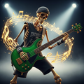 Skeleton Bassist Emerald Green Bass T-Shirt