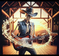 Encore Skeleton Cowboy Guitarist Barn Sunset T-Shirt