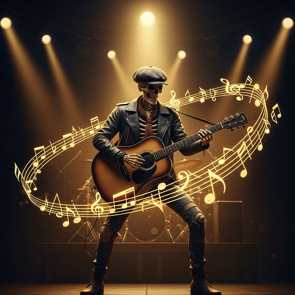 Skeleton Guitarist On Stage T-Shirt