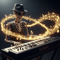 Skeleton Keyboardist Fedora Sunglasses T-Shirt