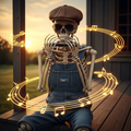 Skeleton Harmonica Player Porch Blues T-Shirt