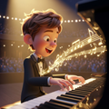 Animated MusicianZ Spectacular Kid Pianist Concert Hall Tuxedo T-Shirt